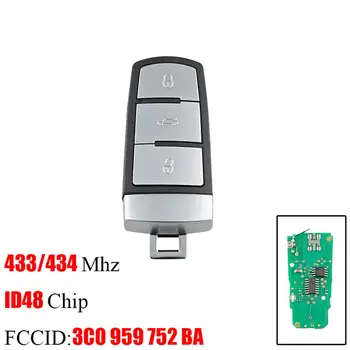 

3 Buttons Smart Remote Car Vehicle Key Fob For 3C0 959 752 BA 434Mhz ID48 Chip Car Remote Key Car Accessories
