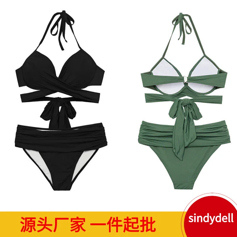 

Kaki Korean Chest High Small Swimming Temperature Lint Percentage Rope Women's Explicit quan ju Country Waist Black Care of Thic