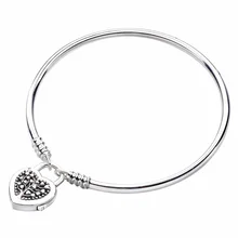 Новинка, 925 пробы, Серебряные ножные браслеты MOMENTS Tree of Life, любовь, сердце, замок, Пряжка для браслета на запястье, подходит для бусин, шарм, сделай сам, европейская бижутерия