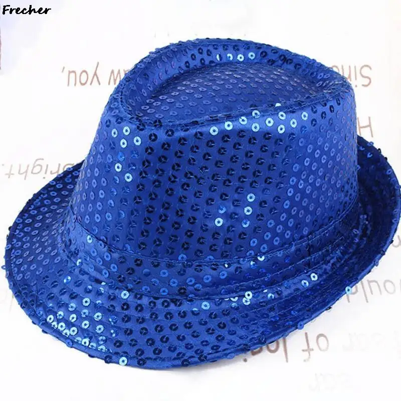 New Fashion Adult Unisex Brilliant Glitter Sequins Hat Dance Show Party Jazz Hat Cap Show Stage Props Beading Caps Fedoras cosplay hats game cosplay props