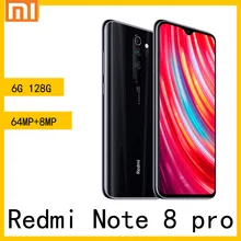 Xiaomi – Smartphone Redmi Note 8 Pro, version globale du micrologiciel, 6 go de RAM, 128 go de ROM, Helio G90T, 4500mAh, 4 caméras 64mp 