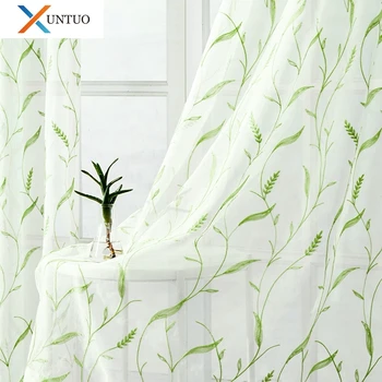 

White Embroidery Tulle Curtains Window Sheer Curtains for Bedroom Living Room Kitchen Voile Curtains for Window Drapes Sale