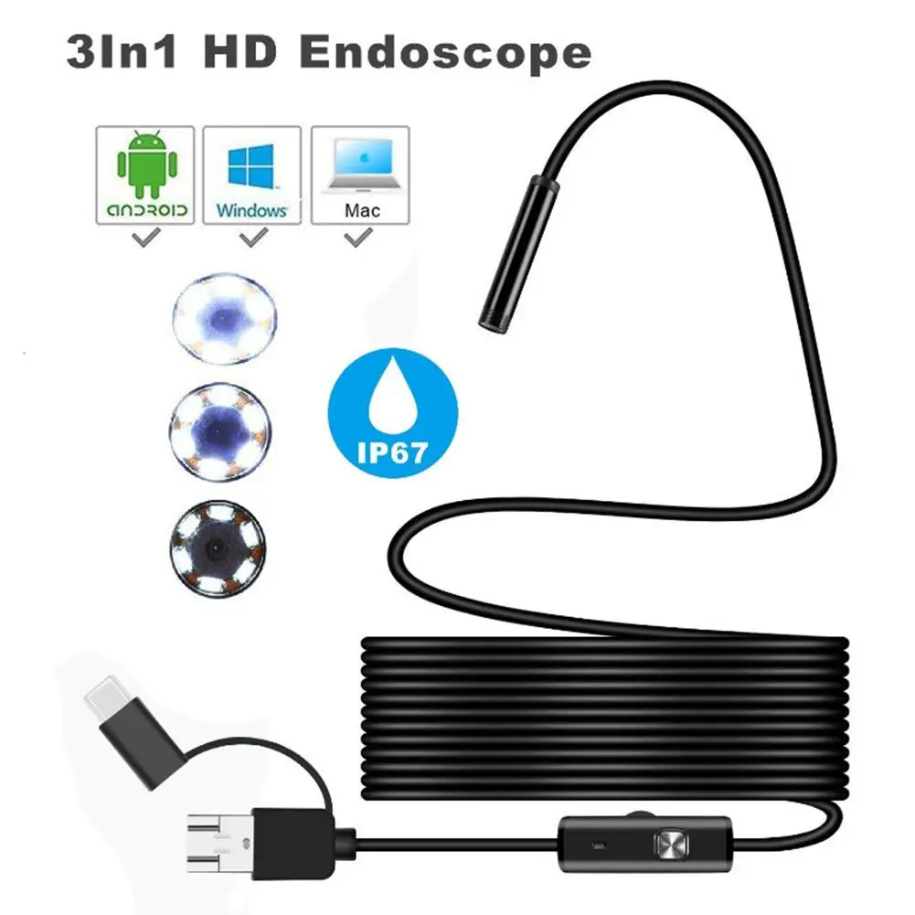 Car Usb Borescope Endoszkóp Kamera Vízálló Ellenőrző Hd Kamera Okostelefonokhoz