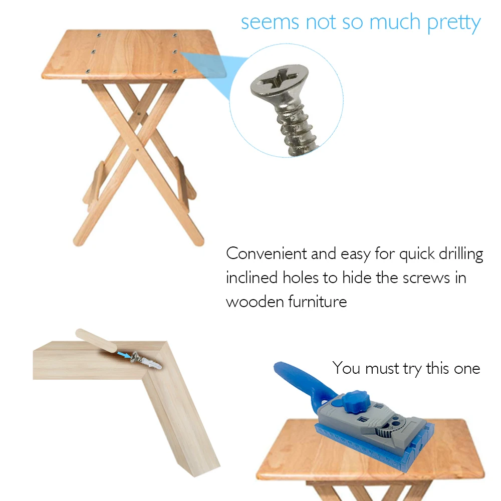 

Woodworking Pocket Hole Jig Kit 9.5mm Drill Guide Sleeve for Kreg Pilot Drilling Doweling Hole Saw & DIY Joinery Work Tool Set