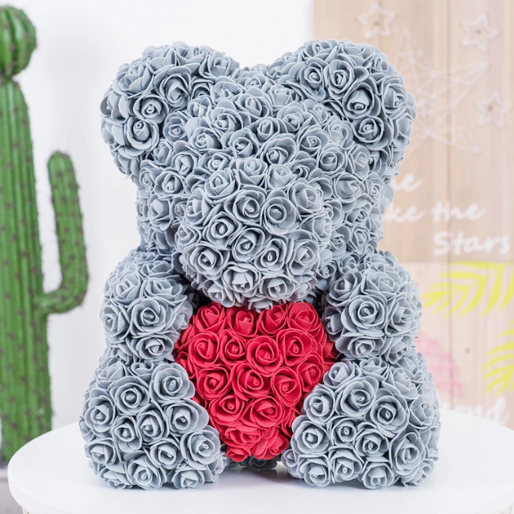 Lovely Romantic LOVE PE Heart-Shaped Toy Girlfriend Rose Bear Birthday Gift Valentine'S Day Wedding Decorations Simulated