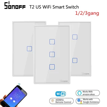 

ITEAD Sonoff T2 US Smart Wifi Wall Light Switch Touch/RF/APP Remote Smart Home Wall Touch Lamp Switch with Alexa Google Home