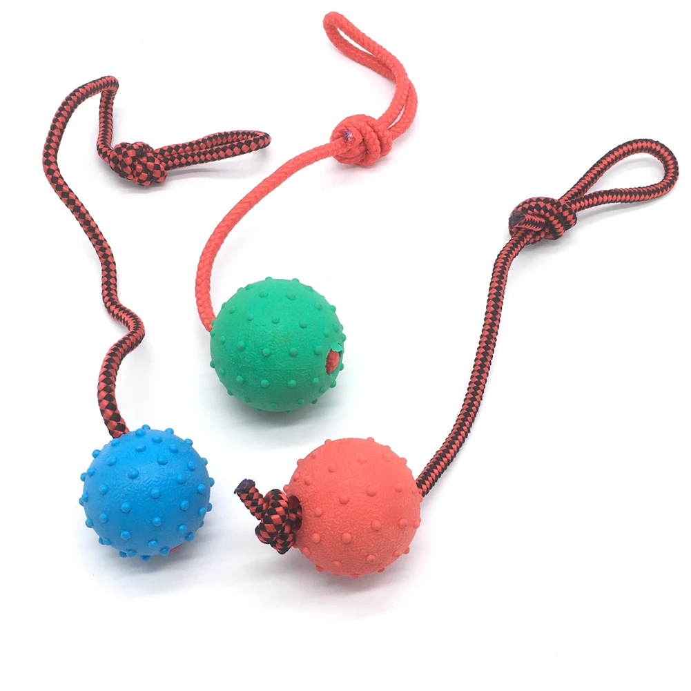 

Rubber Ball with Rope Pet Teeth Indestructible Bite Toy Funny Puppy Training Solid Balls Pets Dog Chew Molar Interactive Toys