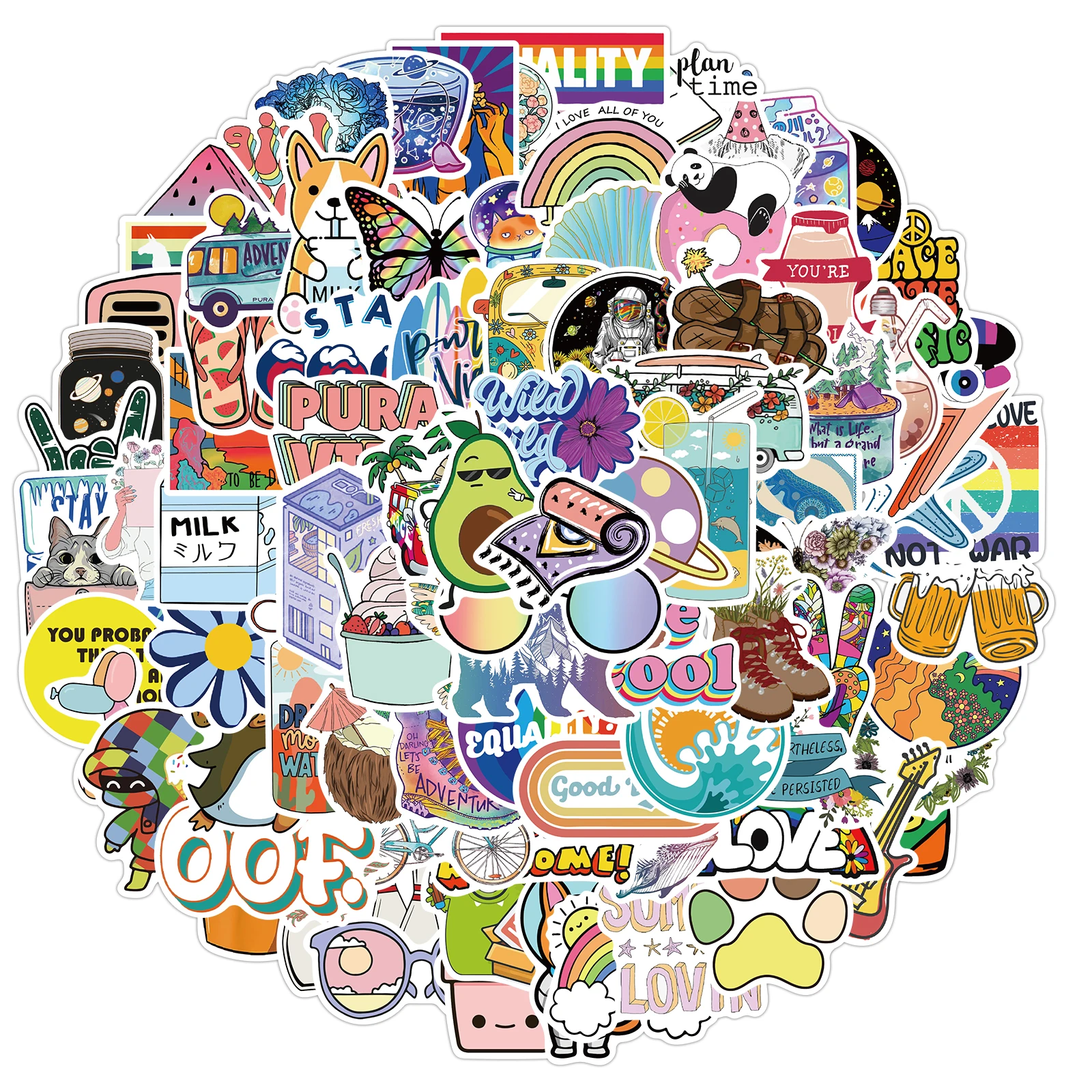 100/200Pcs/set Cartoon VSCO Stickers For Grils Guitar Kids TOY Bicycle Motorcycle Car Skateboard Luggage Decals Kids Toy