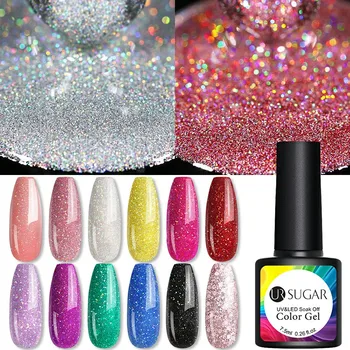 

UR SUGAR Gel Polish 7.5ml Glitter Rainbow Nail Art Manciures Semi Platinum UV LED Lamp Nail Varnishes Base Top Coat Lacquers