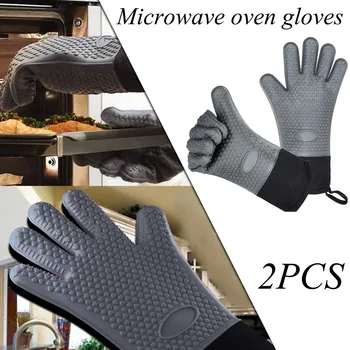 Guantes de cinco dedos de silicona antideslizantes con aislamiento térmico para microondas, un par de guantes antideslizantes de silicona resistentes al calor 22 *