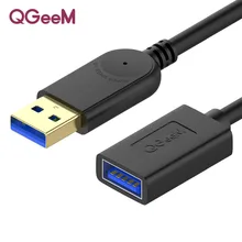 Кабель-удлинитель USB QGeeM, кабель USB3.0 для мужчин и женщин, Кабель-адаптер для синхронизации данных, 1 м, 3 м, 2 м, сверхскоростной Кабель USB 3,0