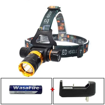 

XML-T6 Diving LED Headlamp Waterproof Zoom Headlight Flashlight 5 Modes Fishing Head Lamp Torch with 18650 Battery