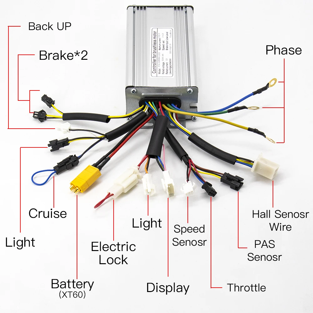 Контроллер для электрического велосипеда 36 В 48 500W 25A бесщеточный 9 Mosfet