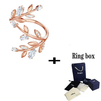 

SWA Exquisite MAYFLY Leaf Ring Elegant Temperament Ladies Jewelry For Girlfriend Best Romantic Birthday Gift Unique Retro