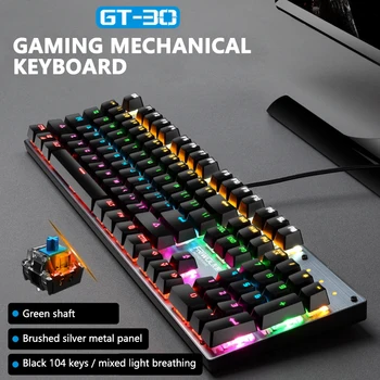 

Mechanical Keyboard 104 Keys Gaming Keyboard For Laptop Desktop RGB Backlit USB Wired Keypad for Gamer PC Game Keyboards
