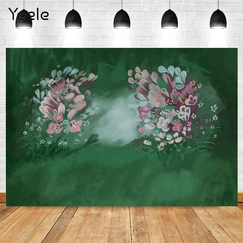 

Yeele Abstract Ink Painting Photozone Green Grass Background Photo Studio Two Clusters of Bouquets Orchid Photophone Props