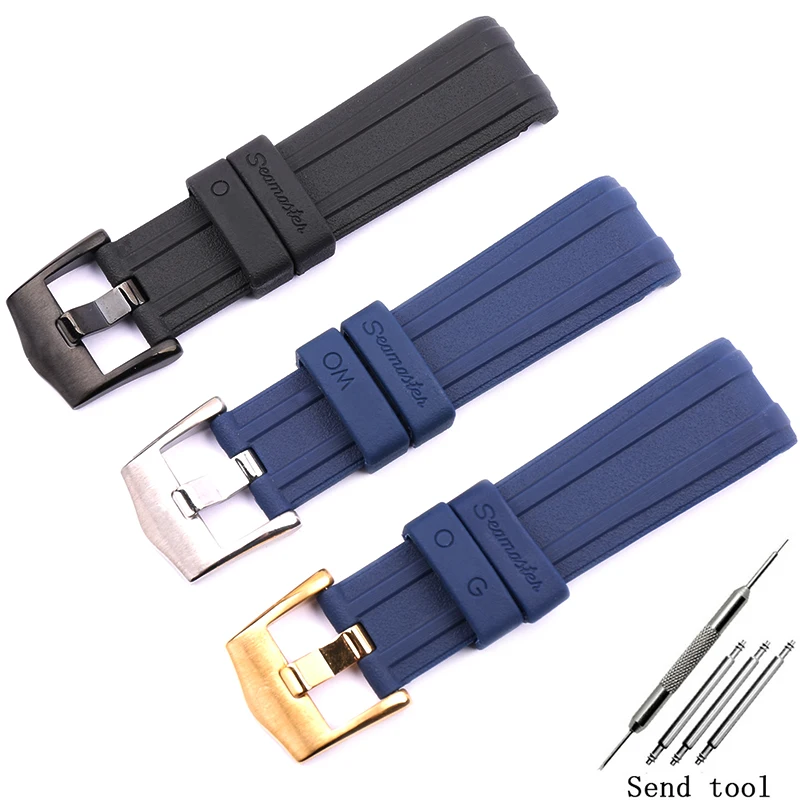 20mm silicone strap suitable for Omega Seamaster 300 men and women rubber sports waterproof 316L solid stainless steel buckle