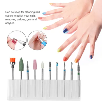 

10pcs Diamond Nail Drill Bits Set Electric Machine Rotate Cuticle Cleaning Bur Polishing Tools Nail Drill Machine Bit Nail Art