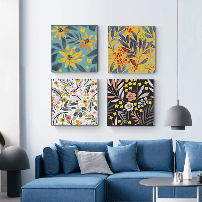 

Nordic Flowers Canvas Painting Posters and Prints Minimalist Wall Art Pictures for Living Room Bedroom Vintage colour Home Decor