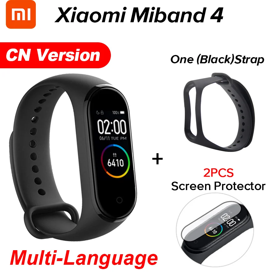 CN Black N Film Xiaomi mi Band 4 Smart mi band 4 Цвета экран Браслет фитнес-трекер для измерения сердечного ритма Bluetooth 5,0 водонепроницаемый банда4 - Цвет: CN Black N Film