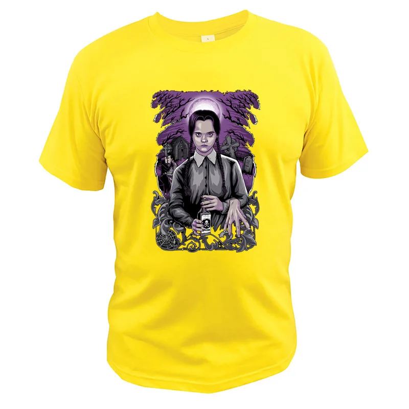 Футболка для всей семьи Addams футболки для комедия в среду футболки с короткими рукавами с цифровым принтом европейского размера - Цвет: Цвет: желтый