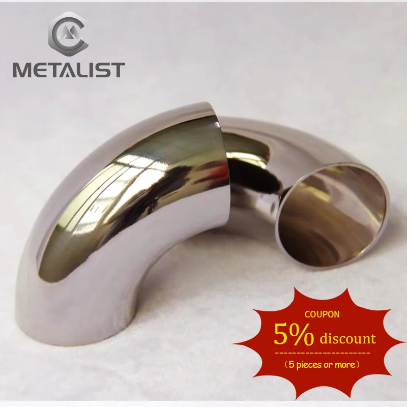 METALIST OD 51mm SS304 Stainless Steel Sanitary Weld 90 Degree Elbow Pipe Fitting