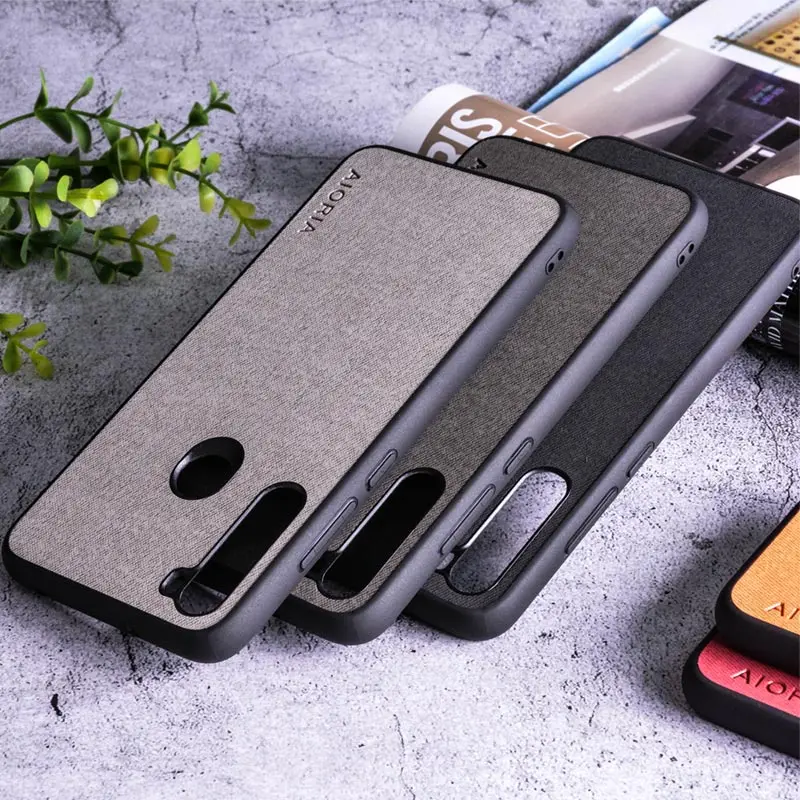 Текстильный чехол для Xiaomi Redmi Note 8 pro Жесткий ПК + Мягкий ТПУ текстильные кожаные