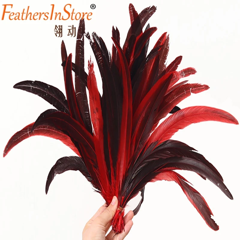 100pcs 12-14inch dyed rooster feather tails 30-35cm coque tail feathers for carnival art accessories