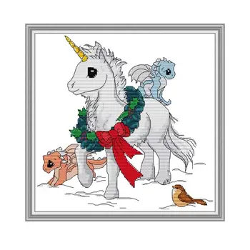 

Unicorn Cross Stitch Patterns 14ct Printed Canvas for Embroidery Kit 11ct Counted Fabric DIY Handmade Needlework Art Home Decor