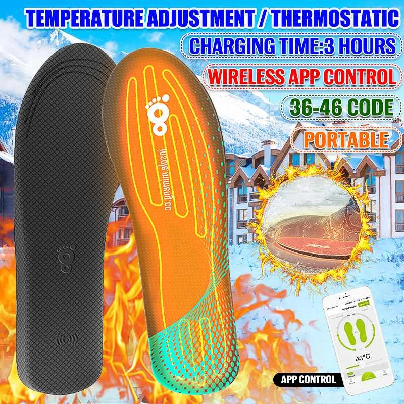 S/L Смарт-стельки с электрическим подогревом, USB Проводная зарядка, дышащая зимняя нагревательная стелька, приложение для управления, грелка для ног, подстилка для обуви