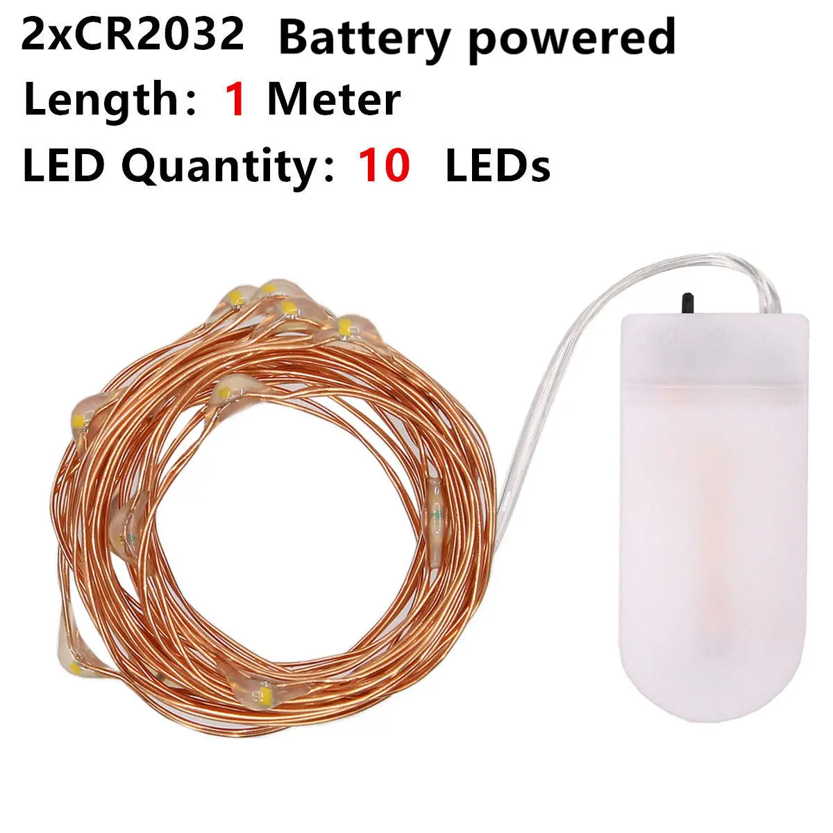 1M CR2032 No Battery Сказочный светодиодный светильник s 10 светодиодный/M 10M 5M 2M 3XAA на батарейках светодиодный светильник для праздничной гирлянды вечерние, свадебные, рождественские украшения - Испускаемый цвет: 1M CR2032 No Battery