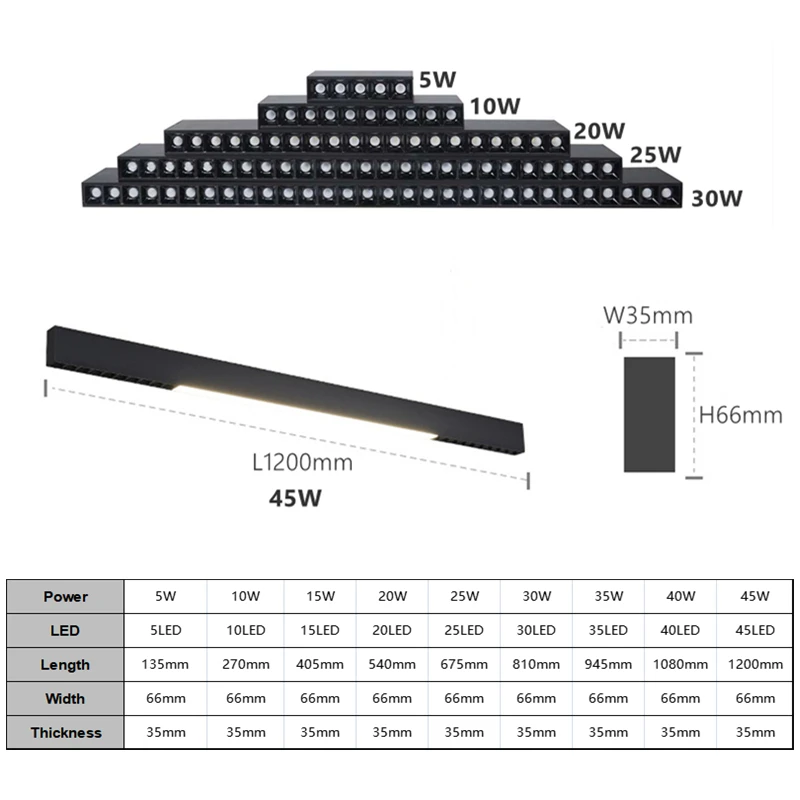 120cm Linear Bar Light LED Ceiling Lamp Surface Mounted Long Strip Grille Light Living Room Office Spotlight Floodlight 45W