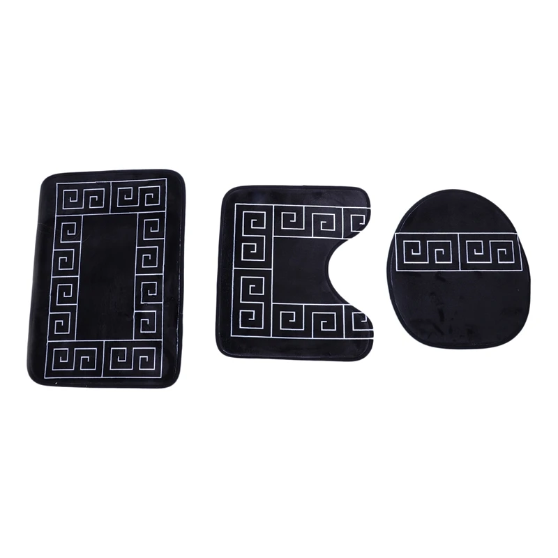 

Bath Mat 3 Piece Set Classical Pattern Toilet Cover Foot Pad Non-Slip Absorbent Bathroom Door Mat Flannel Soft Bathr Rug Carpet