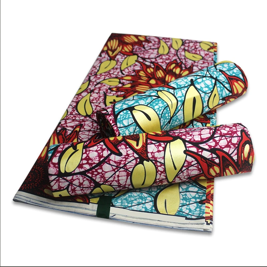 New Nigerian Green African Wax Fabrics Cotton Rapper Batik Ankara Best Quality Golden  Material For Sewing