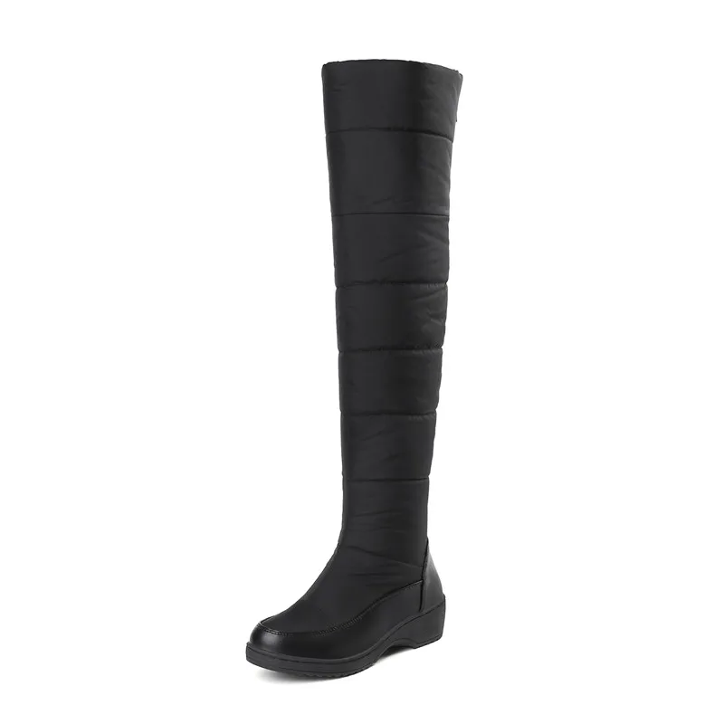 

RYVBA 2019 black blue women wedges heels over the knee snow boots woman winter ladies platform thigh high boots girls shoes