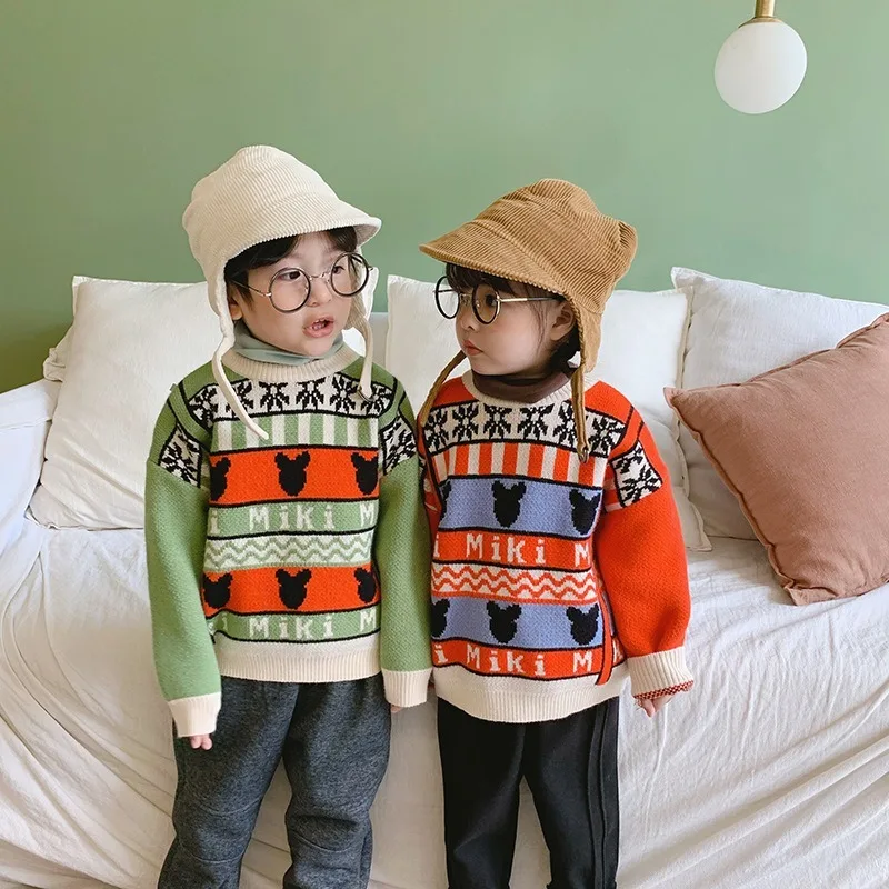 

2019 Korean children's clothing sweater children's sweater padded new cartoon boys and girls pullover sweater baby boy clothes