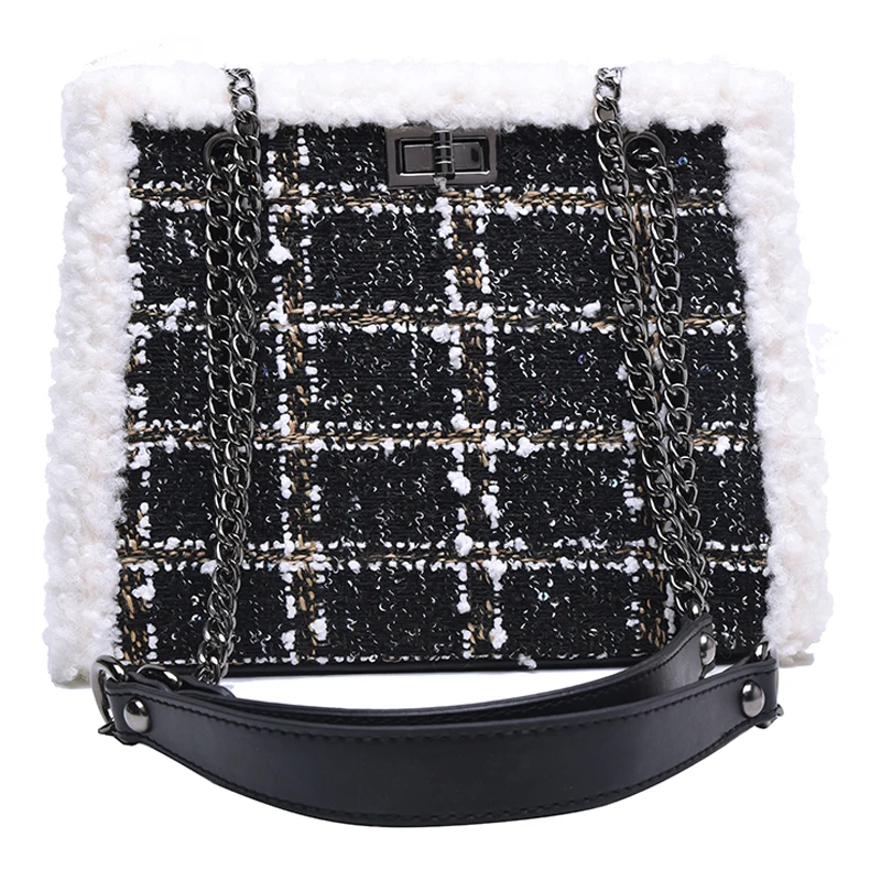 

iVog New Arrival Everyday Female Small Shoulder Crossbody Handbag Fur louis Fashion Chain Hand Bags for Women 2019