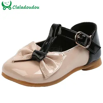 

12-15.5cm Baby Autumn Pu Leather Shoes Toddler Butterfly-knot Princess Party Wedding Dress Shoes For 0-3Years Kids Patch Walkers