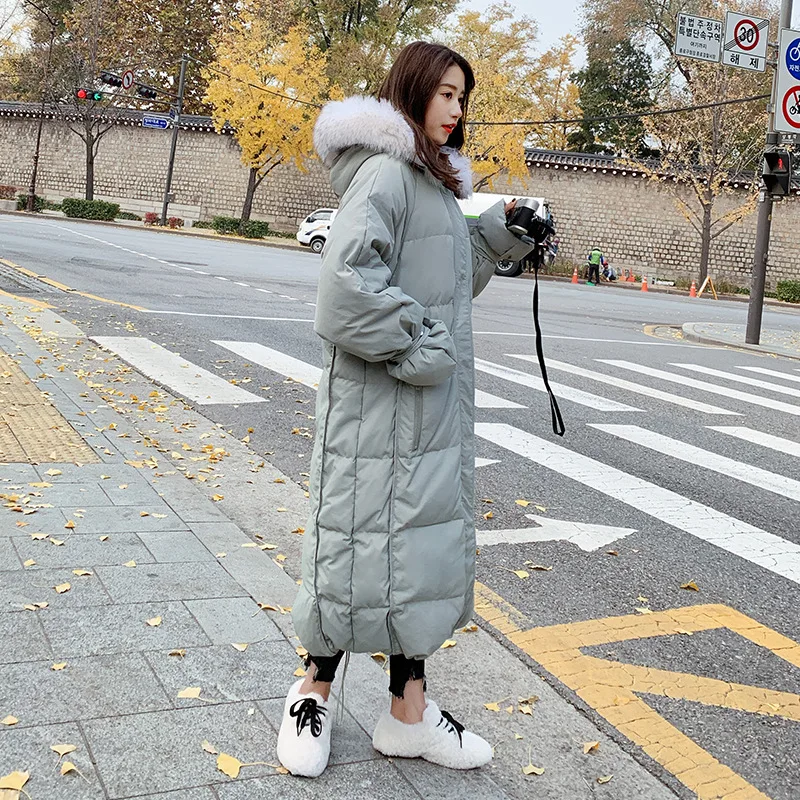 

2019 Winter New Style Dongdaemun zhang mian yi Women's Mid-length Thick Loose-Fit Large Fur Collar over-the-Knee Winter Long Cot
