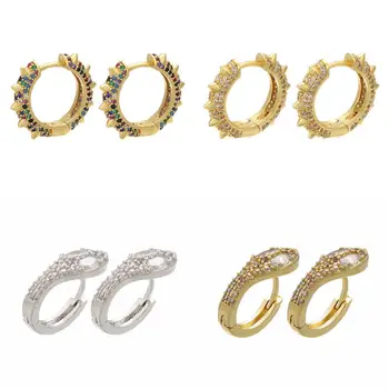 

HECHENG 8colors Round Small Stud Earrings Wholesale for Women Rainbow Colorful CZ Copper Earring Charm Jewelry Gift VE76