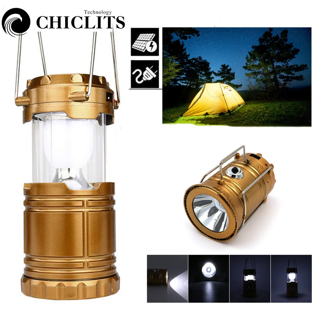 CHICLITS Solar Camping Light USB Charging Rechargeable Portable