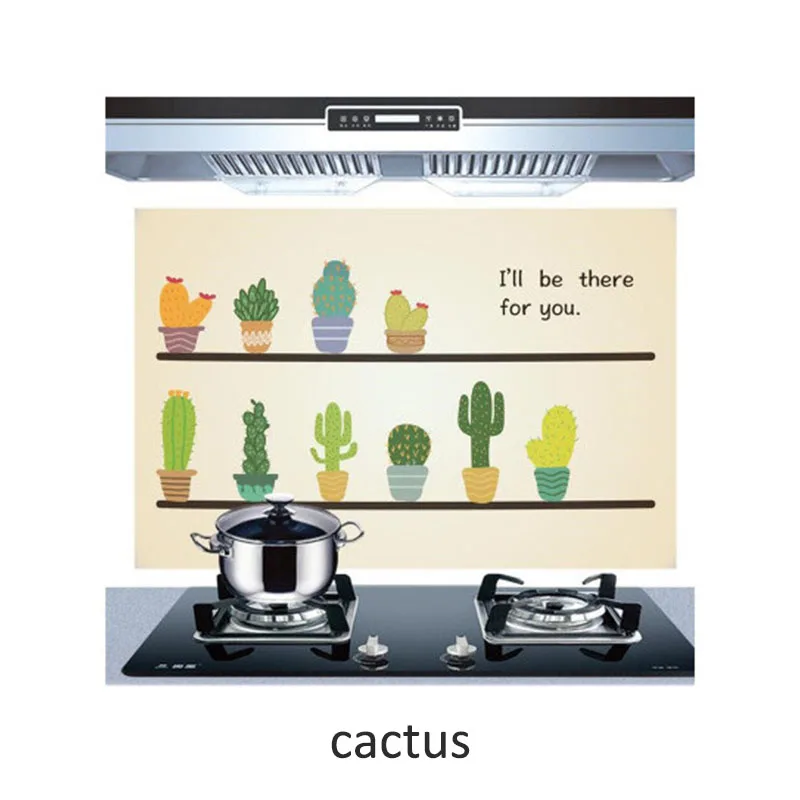 Домашние обои милые, Мультяшные, прозрачные термостойкие масляные Наклейки 60*90 см водонепроницаемые самоклеящиеся наклейки на стены - Цвет: cactus