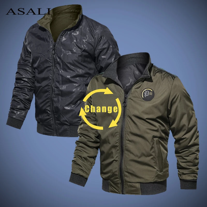 

Quality Bomber Jacket Men Autumn Winter Outerwear Solid Mens Jackets for Male Coat Casual Double Side Brand Clothing Sportswear