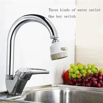 

360-degree rotatable kitchen faucet running water splash-proof sprinkler faucet filter diffuser 3 modes adjustable faucet nozzle