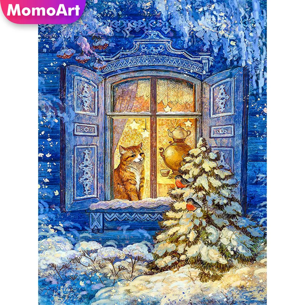 

MomoArt 5D DIY Diamond Painting Winter Landscape Embroidery Full Drill Square Diamond Cross Stitch Needlework Home Decoration