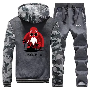 

Master Roshi Male Hoodies Sweatpants Warm Winter Streetwear Clothing Dragon Ball Tracksuit Mens 2 Piece Clothing Set Vintage Men