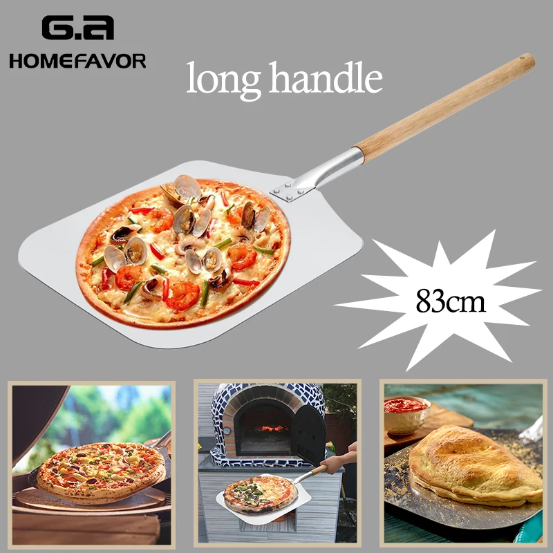 

Aluminum Pizza Shovel Peel With Long Wooden Handle Pastry Tools Accessories Pizza Paddle Spatula Cake Baking Cutter