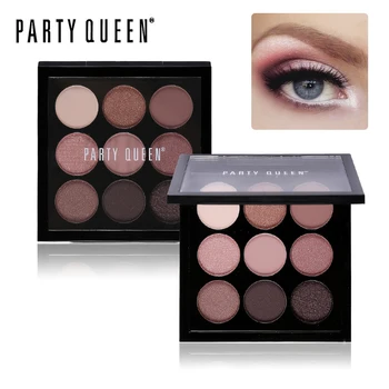 

Party Queen 9 Colors Artist Eyeshadow Palette Earth Color Shimmer Matte Nude Eye Shadow Pigments Glitter Eyeshadow Smoky Makeup