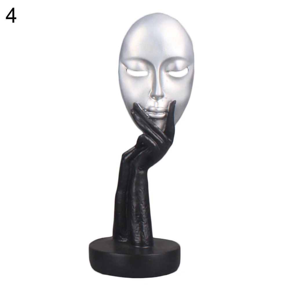 Абстрактная модель человеческого лица статуя статуи из смолы для украшения скульптуры s Art ремесло настольная скульптура офис Домашний Декор подарок - Цвет: Silver S