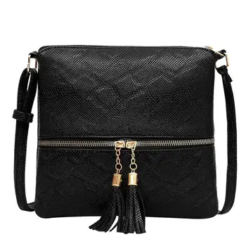 

Women Bag Messenger HandBag Shoulder Bag Fashion Tassel Snake Printing Zipper Pure color Design Casual Personality Wild H1
